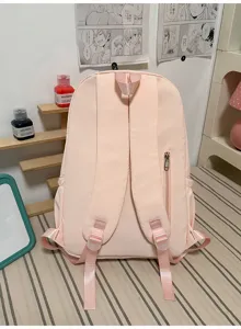 Casual roze studentenrugzak voor dagelijks gebruik, eenvoudige grote schooltas.
