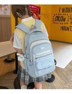 Koreaanse stijl schattige ruitjes contrast student schooltas rugzak met meerdere vakken