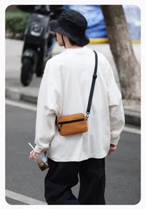 Retro vintage casual crossbody tas voor heren en vrouwen draagbare telefoon schoudertas.