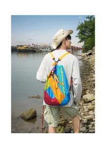 Colorful foldable outdoor backpack, large capacity portable travel sports daypack for men.