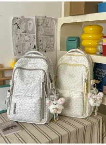 Japanse stijl schattige stippen schoolrugzak voor tienermeisjes casual dagelijkse tas