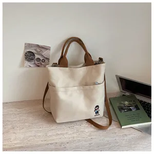 Sac cabas fourre-tout en toile épaisse style coréen pour femmes sac à bandoulière de travail.