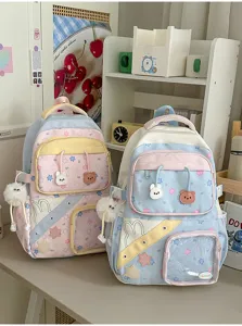 Leuke esthetische studentenrugzak grote capaciteit schooltas voor meisjes pastelstijl detail