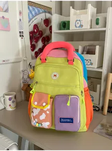 Koreaanse stijl dopamine kleurenblok vrouwen rugzak lichtgewicht trendy reizen schooltas