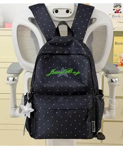 Japanse stijl stippen rugzak voor schoolmeisjes, lichte casual dagrugzak met steraccent.