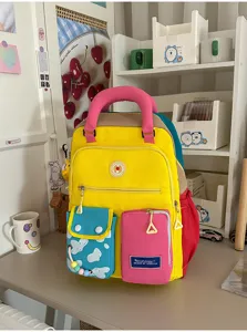 Koreaans dopamine colorblock rugzak stijlvolle casual schooltas voor dames reizen dagelijks gebruik