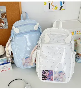 Schattige engelen vleugels rugzak transparante zak ster print schooltas voor meisjes