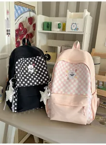 Stijlvolle ruitjes schoolrugzak met grote capaciteit en schattig strikjesontwerp mooi.