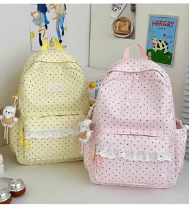 Koreaanse stijl schattige stippen kant schoolrugzak lichtgewicht casual tas voor meisjes