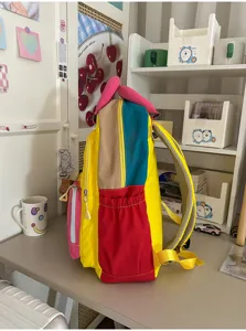 Dopamine colorblock dames rugzak casual schattige schooltas stijlvolle dagelijkse reisdagrugzak