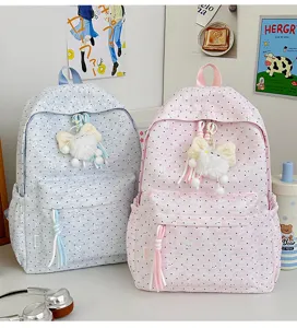 Leuke Koreaanse stijl canvas rugzak voor vrouwen meisjes grote capaciteit schooltas konijn patroon.
