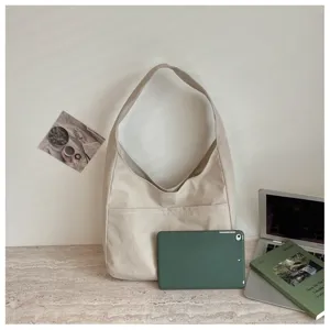 Minimalistische einfarbige Segeltuch Schultertasche, lässiger Shopper für Alltag und Studium.