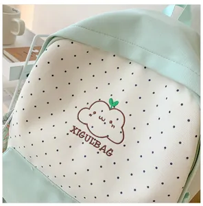 Japans schattig en fris polkadot rugzak stijlvolle canvas schooltas voor dagelijks gebruik