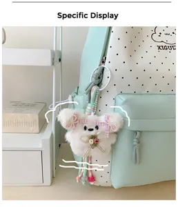 Leuke Japanse stippen rugzak met pluche konijn sleutelhanger voor dagelijks gebruik op school.