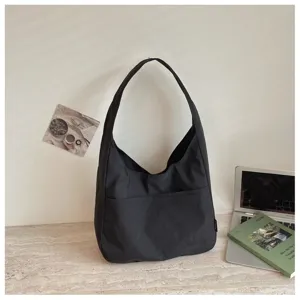Minimalistische schwarze Canvas Umhängetasche lässige Pendler Hobo Tasche für Alltag Arbeit.