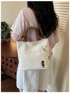 Sac cabas en toile style coréen pour femmes sac d'épaule quotidien pour le travail