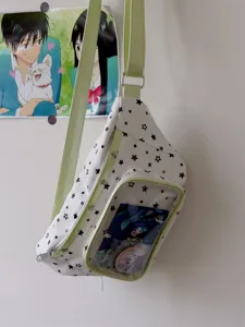 Sac bandoulière transparent Ita Bag étoile, pochette poitrine style étudiant pour fans d'anime.