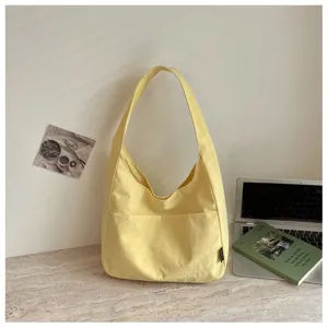Gelbe Canvas Umhängetasche Hobo Stil lässige Pendler Handtasche für den Alltag.
