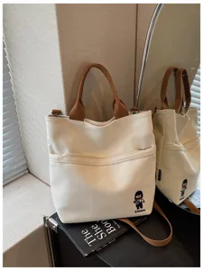 Sac cabas fourre-tout en toile epaissie style coreen femme sac d'epaule quotidien