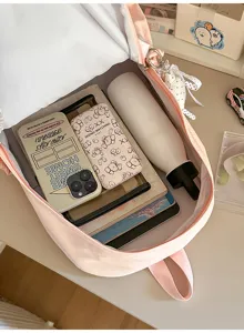 Roze canvas casual rugzak grote capaciteit schooltas voor studenten dagelijks