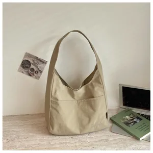 Lässige minimalistische Segeltuch Umhängetasche Alltag Pendler einfarbige Hobo Tasche