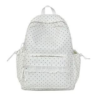Schattige polka dot rugzak met kanten afwerking voor meisjes lichte casual schooltas
