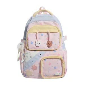 Leuke pastel schoolrugzak voor tienermeisjes grote capaciteit multi zakken dagtas tas