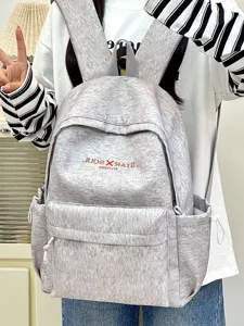 Lässiger grauer Melange-Schulrucksack für Studenten, leichter Alltags-Pendler-Rucksack mit Taschen.