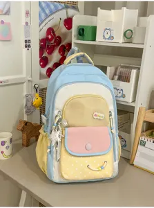 Kleurrijke esthetische schoolrugzak casual boekentas met meerdere vakken voor dagelijks