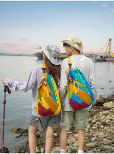 Outdoor couple folding backpack, waterproof large capacity travel hiking daypack bags.