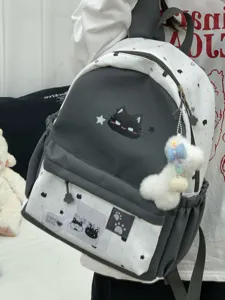 Schattige rugzak met sterrenprint voor tienermeisjes, grote capaciteit schooltas casual dagrugzak.