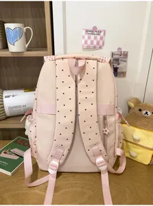 Roze stippen casual rugzak stijlvolle dames schooltas schattige esthetische boekentas