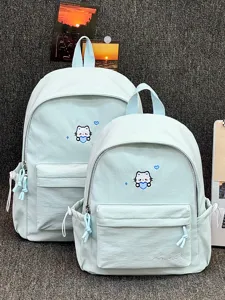 Leuke geborduurde kat blauwe rugzak grote capaciteit schooltas voor studenten reizen dagelijks.