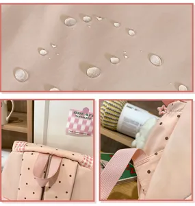 Koreaanse stijl roze polkadots rugzak retro casual schooltas voor dagelijks gebruik buitenshuis