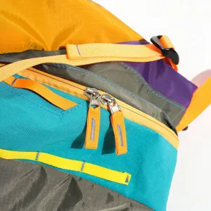 Colorful outdoor backpack main view, lightweight foldable travel sports daypack for hiking and camping.