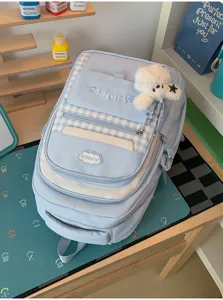 Leuke Koreaanse stijl ruitjes schoolrugzak voor studenten, grote casual dagrugzak.