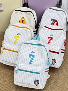 Japanese style sweet striped backpack for students, large capacity casual school book bag.