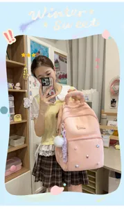 Schattige roze studentenrugzak grote capaciteit casual dagrugzak zoete stijl schooltas voor meisjes