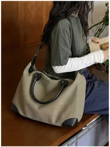Grote capaciteit casual canvas schoudertas voor vrouwen, ideaal voor reizen en dagelijks.
