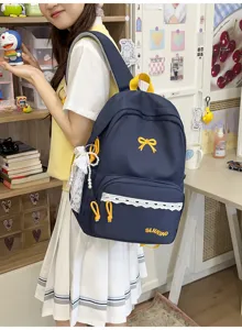 Japans stijl schattige strik studentenrugzak met grote capaciteit voor tiener meisjes.