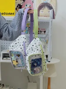 Sac ita transparent style collège sac de poitrine bandoulière avec motif étoile et fenêtre.