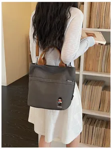 Sac cabas en toile style coréen pour femmes sac à bandoulière quotidien avec broderie mignonne