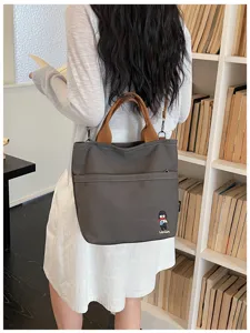 Sac cabas en toile épaisse style coréen femme décontracté quotidien travail bandoulière