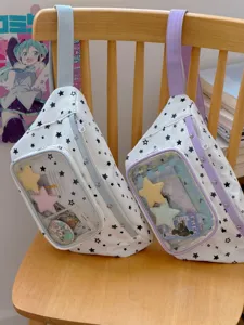 Sac bandoulière ita transparent avec motif d'étoiles, joli sac de poitrine pour les fans.