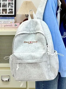 Lockerer grauer Canvas Schulrucksack leichter Alltags-Commuter Daypack mit Fronttasche