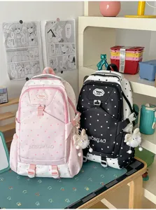 Grand sac à dos décontracté pour étudiants, joli imprimé étoiles et design léger et pratique.