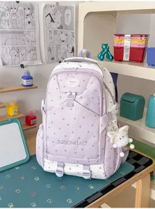 Grand sac à dos décontracté pour étudiants avec joli motif d'étoiles, léger et stylé.