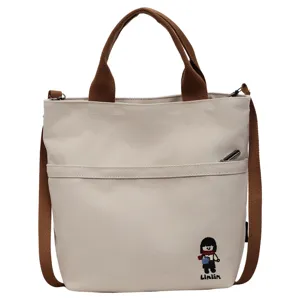 Sac cabas en toile style coreen avec bandouliere, sac casual epais pour femmes et etudiants.