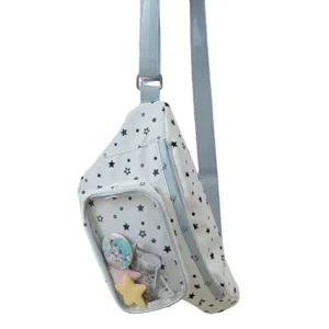 Sac bandoulière transparent motif étoiles sac de poitrine style kawaii pour femmes