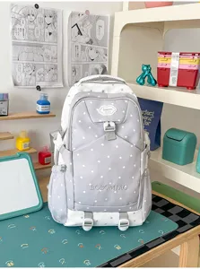 Grand sac à dos décontracté et spacieux avec joli motif d'étoiles et poche avant